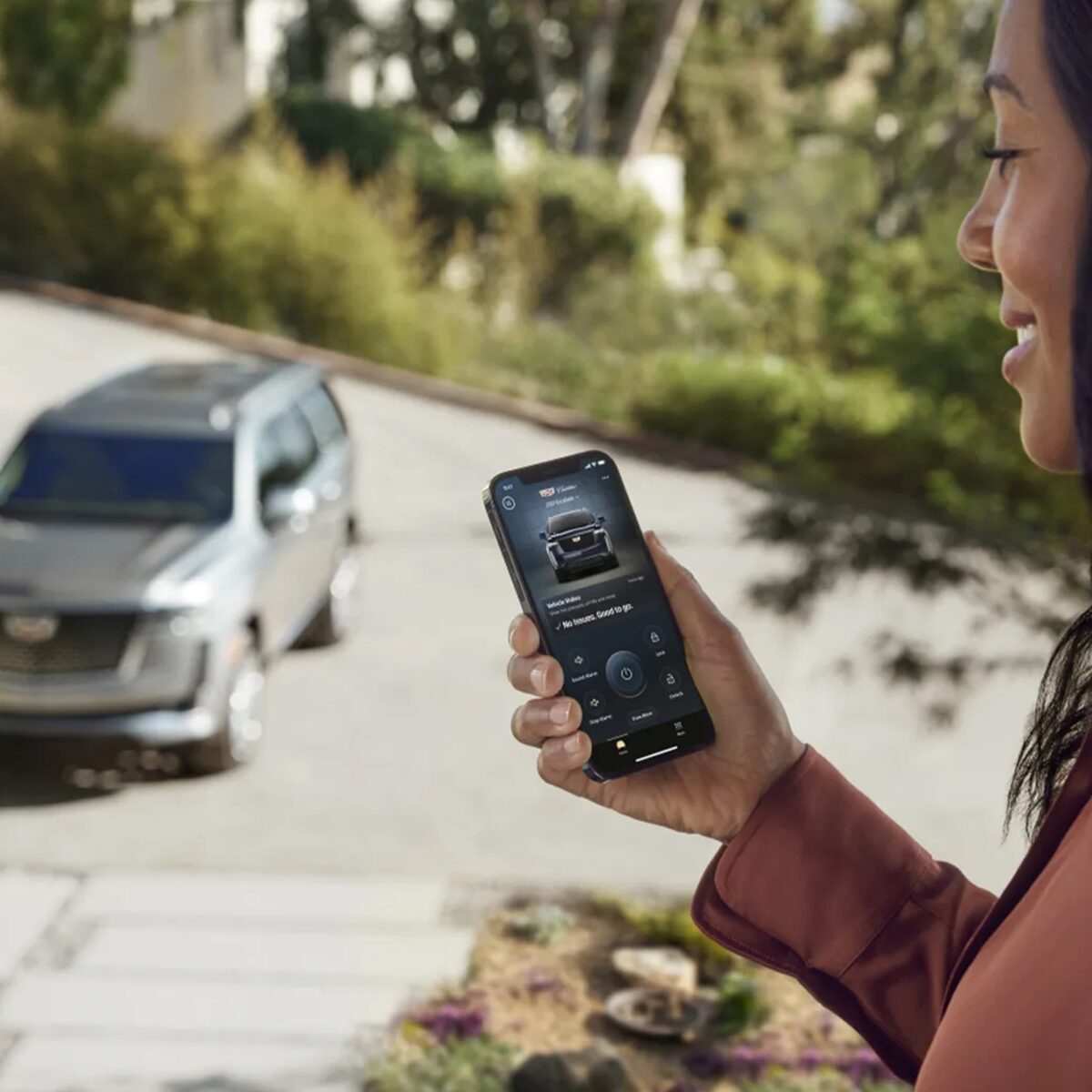 woman holding phone